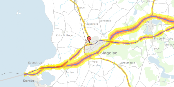 Trafikstøjkort på Grønnebakken 17, 4200 Slagelse
