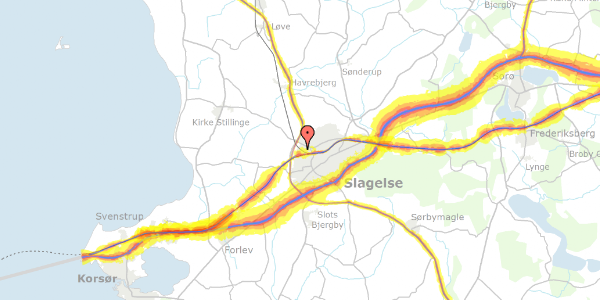 Trafikstøjkort på Grønnebakken 22, 4200 Slagelse