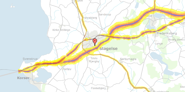 Trafikstøjkort på Gækkelundsvej 13, 4200 Slagelse