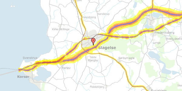 Trafikstøjkort på Gækkelundsvej 34, 4200 Slagelse