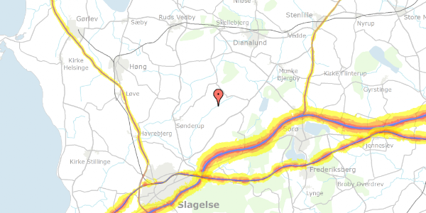 Trafikstøjkort på Hallelevvej 19, 4200 Slagelse