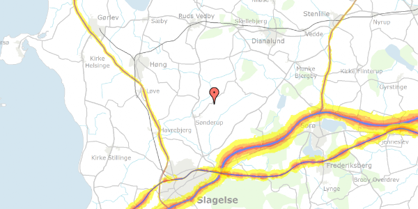 Trafikstøjkort på Hallelevvej 47, 4200 Slagelse