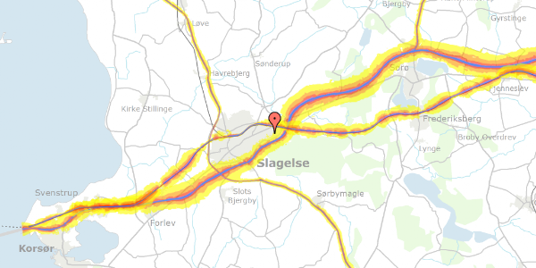 Trafikstøjkort på Hallingås 2, 4200 Slagelse