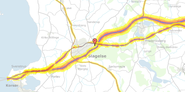 Trafikstøjkort på Hallingås 10, 4200 Slagelse