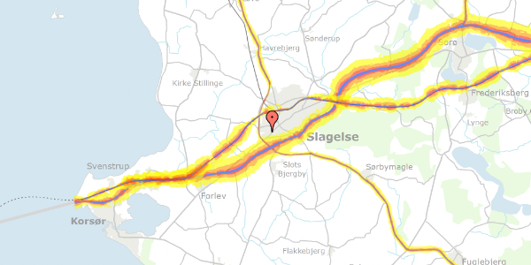 Trafikstøjkort på Harevænget 92, 4200 Slagelse