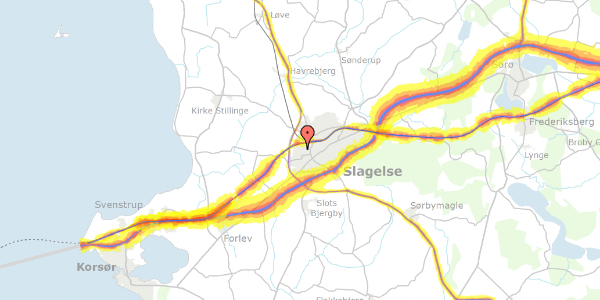 Trafikstøjkort på Helgesvej 4, 4200 Slagelse