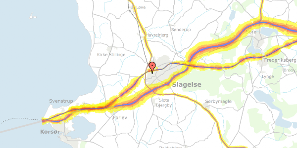 Trafikstøjkort på Helgesvej 30, 4200 Slagelse
