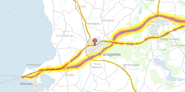 Trafikstøjkort på Herluf Trollesvej 7, 4200 Slagelse