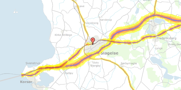 Trafikstøjkort på Herluf Trollesvej 13, 4200 Slagelse