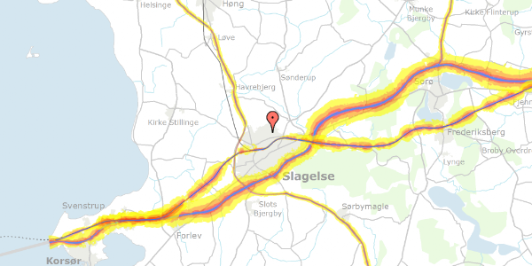 Trafikstøjkort på Herningvej 10, 4200 Slagelse