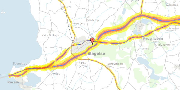 Trafikstøjkort på Hildursvej 4, 4200 Slagelse