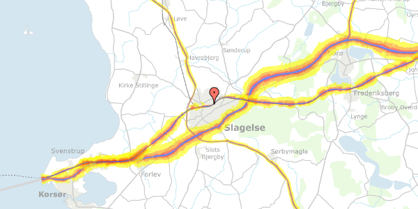 Trafikstøjkort på Hellig Andersvej 5B, 4200 Slagelse