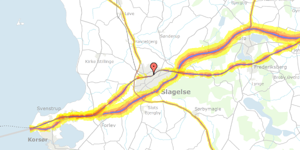 Trafikstøjkort på Hellig Andersvej 8, 4200 Slagelse