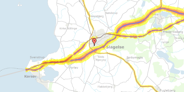 Trafikstøjkort på Hollandsvej 1, 4200 Slagelse