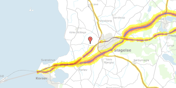 Trafikstøjkort på Hovvejen 4, 4200 Slagelse