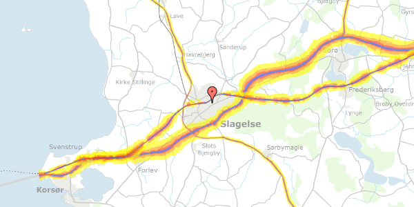 Trafikstøjkort på Jernbanegade 26, 3. th, 4200 Slagelse