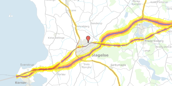 Trafikstøjkort på Kierulffsvej 26, 3. th, 4200 Slagelse