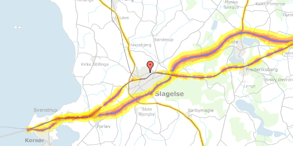 Trafikstøjkort på Kierulffsvej 50, 3. th, 4200 Slagelse