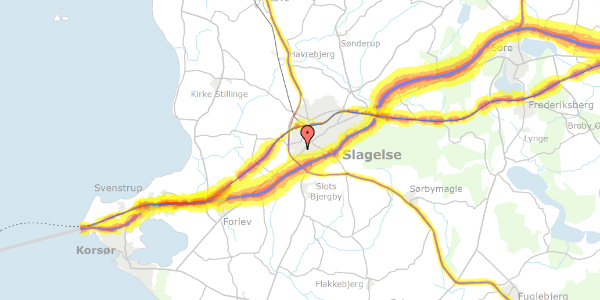 Trafikstøjkort på Kildevænget 14, 4200 Slagelse