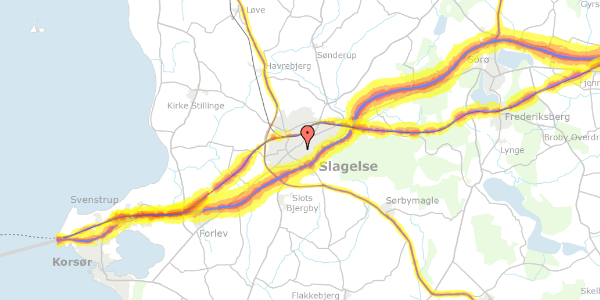 Trafikstøjkort på Klostergade 3, 4200 Slagelse