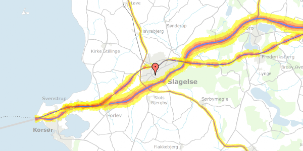 Trafikstøjkort på Korsørvej 2, 4200 Slagelse