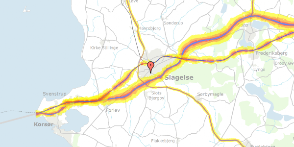Trafikstøjkort på Korsørvej 27, 4200 Slagelse