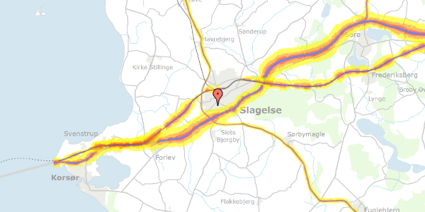 Trafikstøjkort på Korsørvej 40, 4200 Slagelse