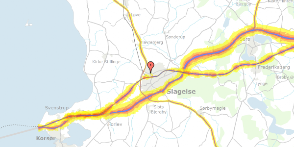 Trafikstøjkort på Kuhlausvej 3, 4200 Slagelse