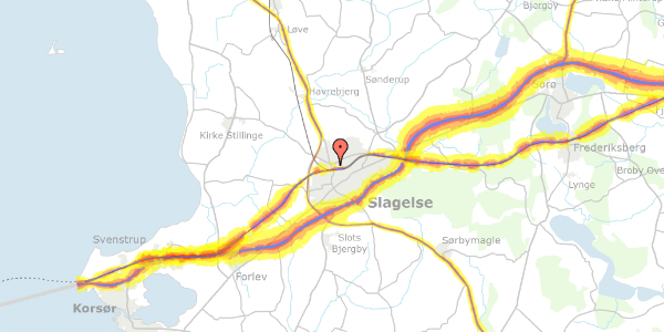 Trafikstøjkort på Købmagergade 5, 4200 Slagelse