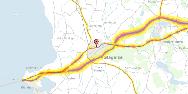 Trafikstøjkort på Købmagergade 7, 4200 Slagelse