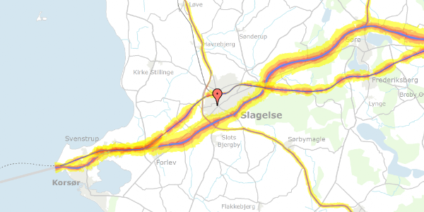 Trafikstøjkort på Landsgravvej 44, 4200 Slagelse