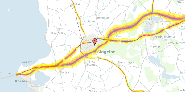 Trafikstøjkort på Naverhaven 34, 4200 Slagelse
