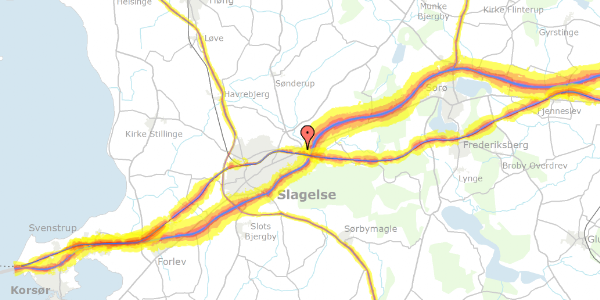 Trafikstøjkort på Ndr.Ringgade 74A, 4200 Slagelse