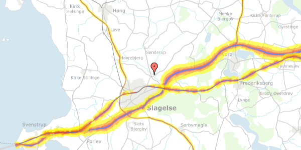Trafikstøjkort på Nykøbing Landevej 5, 4200 Slagelse