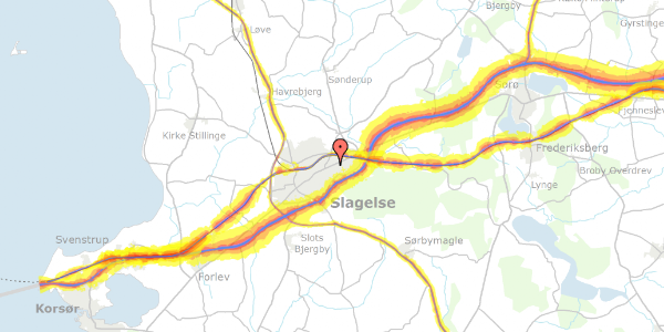 Trafikstøjkort på Nørreås 5, 4200 Slagelse