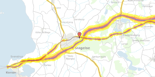 Trafikstøjkort på Nørreås 83, 4200 Slagelse