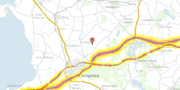 Trafikstøjkort på Ollerupvej 3, 4200 Slagelse