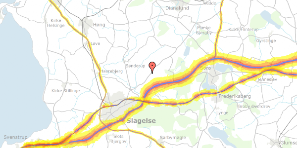 Trafikstøjkort på Ollerupvej 24, 4200 Slagelse