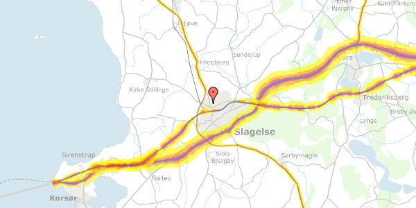 Trafikstøjkort på Orgelvej 5, 4200 Slagelse