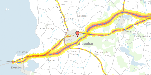 Trafikstøjkort på Parkvej 5, 4200 Slagelse