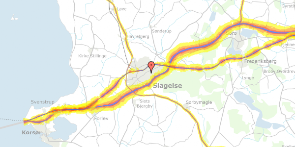 Trafikstøjkort på Parkvej 16, 4200 Slagelse