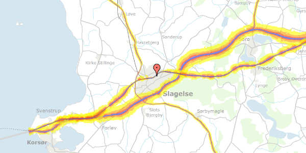 Trafikstøjkort på Platanvej 8, 4200 Slagelse