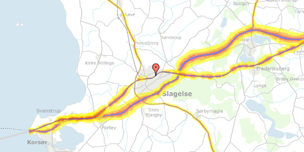 Trafikstøjkort på Platanvej 21, 4200 Slagelse