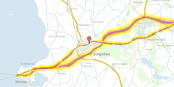 Trafikstøjkort på Platanvej 32, 4200 Slagelse