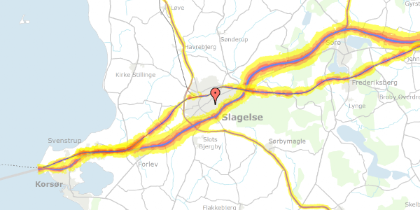 Trafikstøjkort på Priorgade 1A, 2. th, 4200 Slagelse