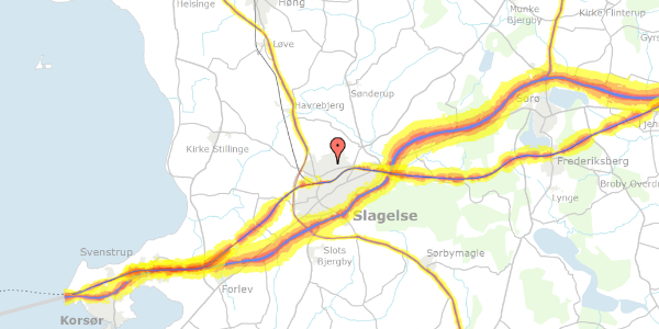 Trafikstøjkort på Ribevej 2, 4200 Slagelse