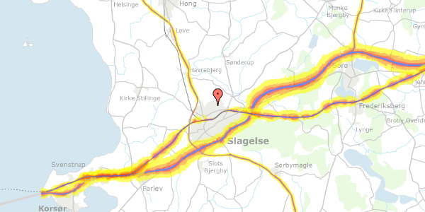 Trafikstøjkort på Ringkøbingvej 19, 4200 Slagelse