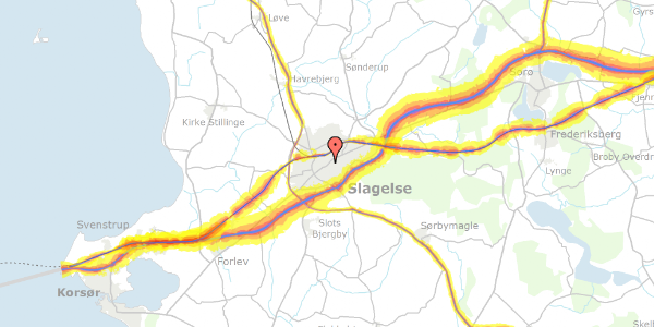 Trafikstøjkort på Rosengade 7A, kl. th, 4200 Slagelse