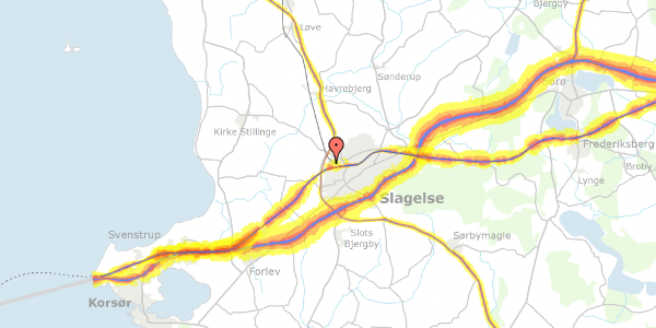 Trafikstøjkort på Rødstensvej 5, 4200 Slagelse
