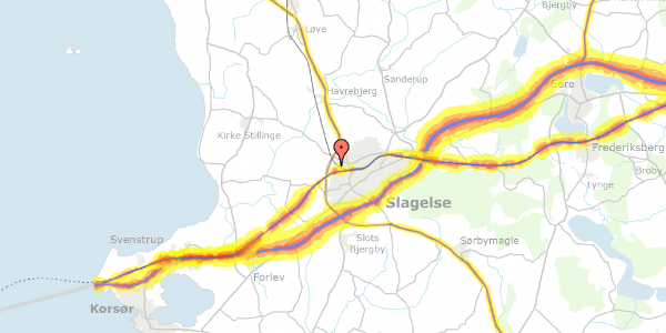 Trafikstøjkort på Rødstensvej 12, 4200 Slagelse